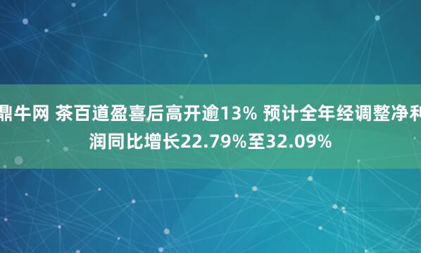 鼎牛网 茶百道盈喜后高开逾13% 预计全年经调整净利润同比增长22.79%至32.09%