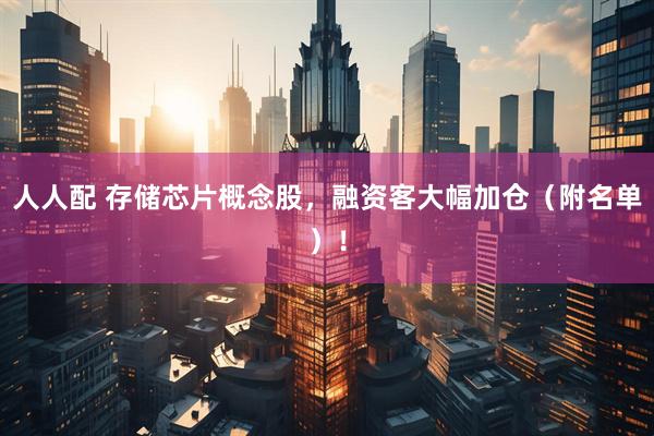 人人配 存储芯片概念股，融资客大幅加仓（附名单）！